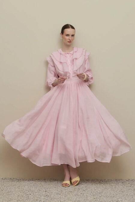 Light pink flounced detail suit