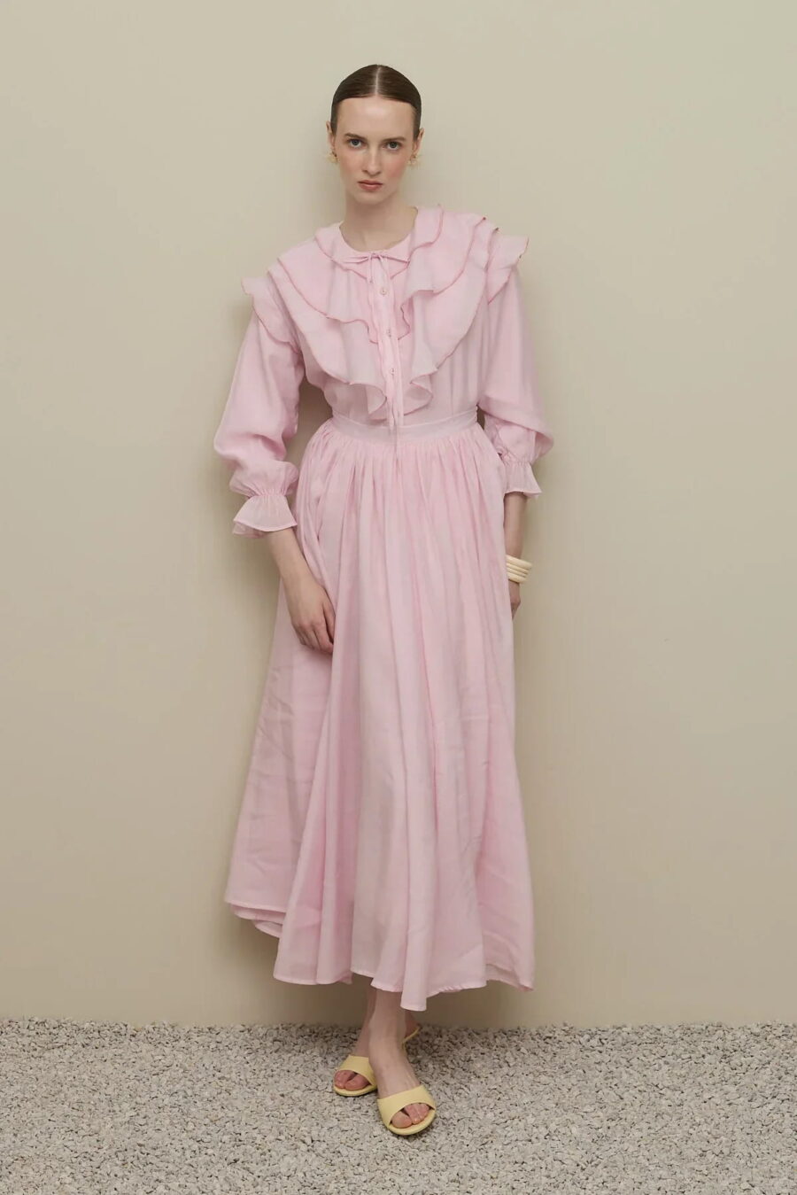 Light pink flounced detail suit