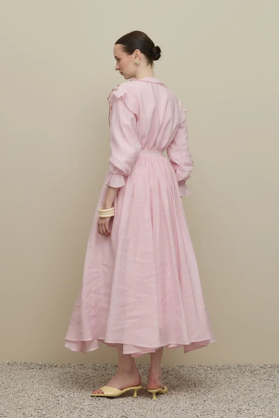 Light pink flounced detail suit