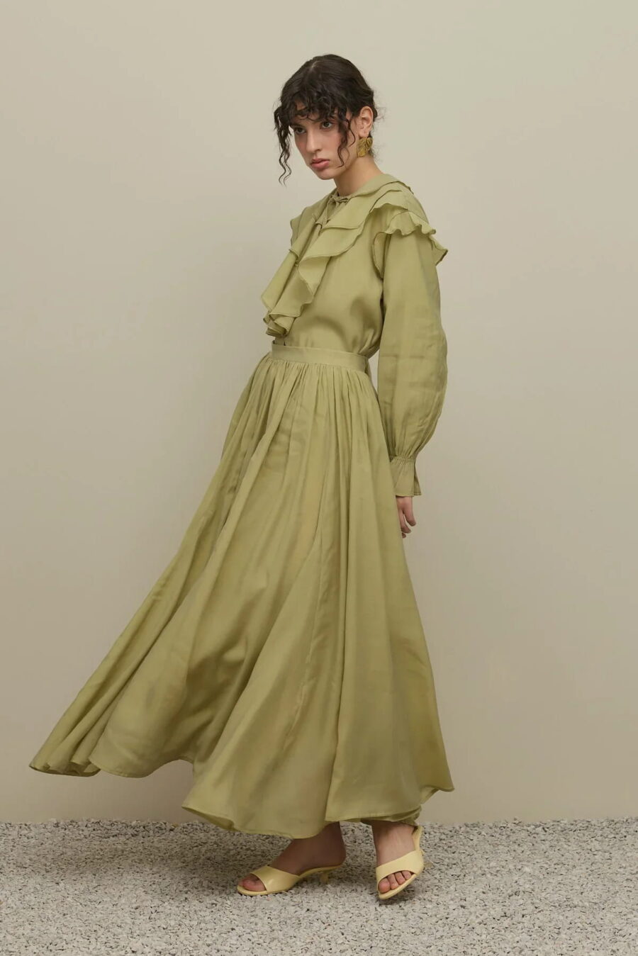 Mint flounced detail suit