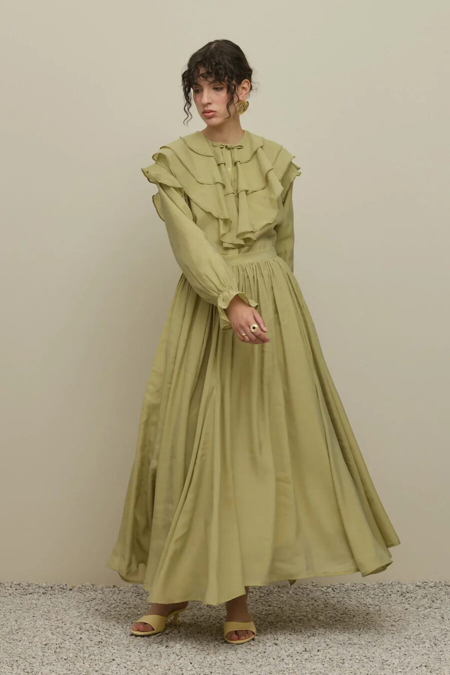 Mint flounced detail suit