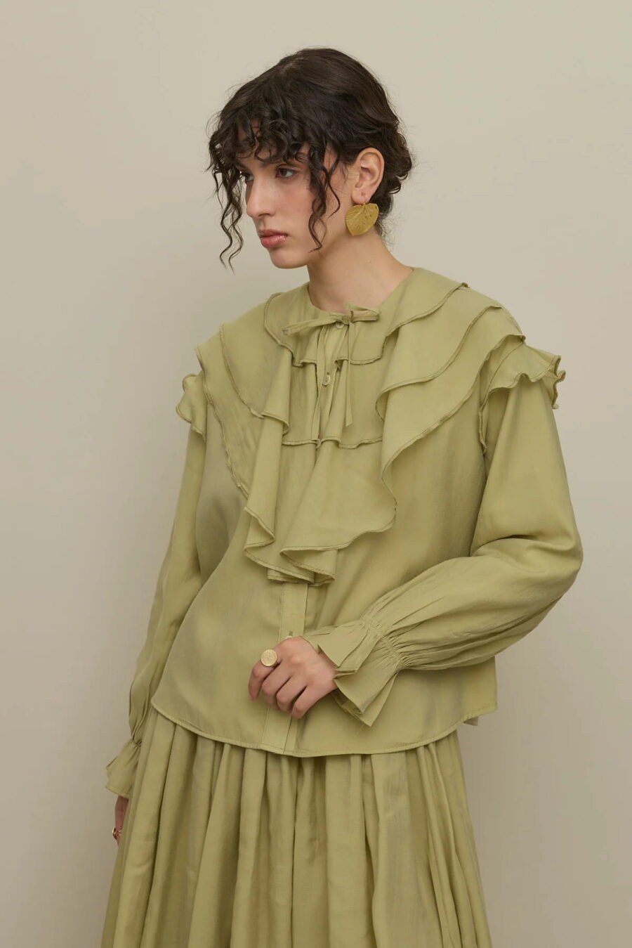 Mint flounced detail suit