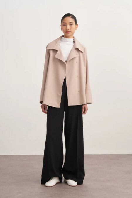 Beige double-breasted gabardine shirt