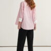 Pink striped poplin contrast-cuff shirt