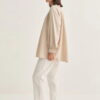 Beige collared poplin blouse