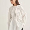 Ecru collared poplin blouse