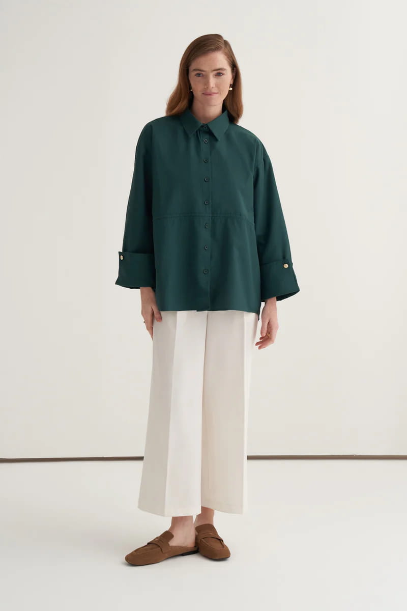Emerald oversized button-detail shirt