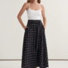 Blue plaid flared skirt