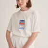 Ecru oversized artistic print t-shirt