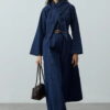 Navy denim dress with scarf detail