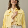 Yellow oversized cropped denim jacket