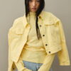 Yellow oversized cropped denim jacket