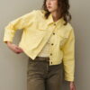 Yellow oversized cropped denim jacket