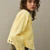 Yellow oversized cropped denim jacket