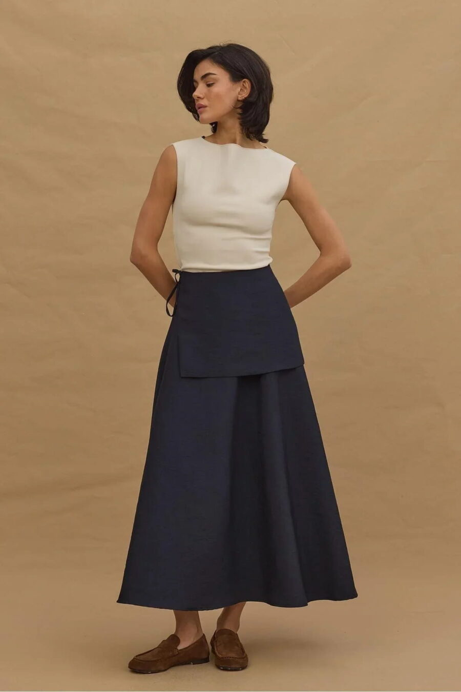 Navy detachable belt skirt