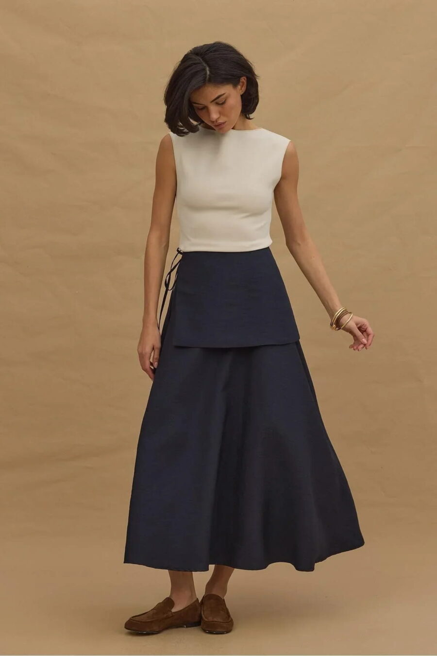 Navy detachable belt skirt