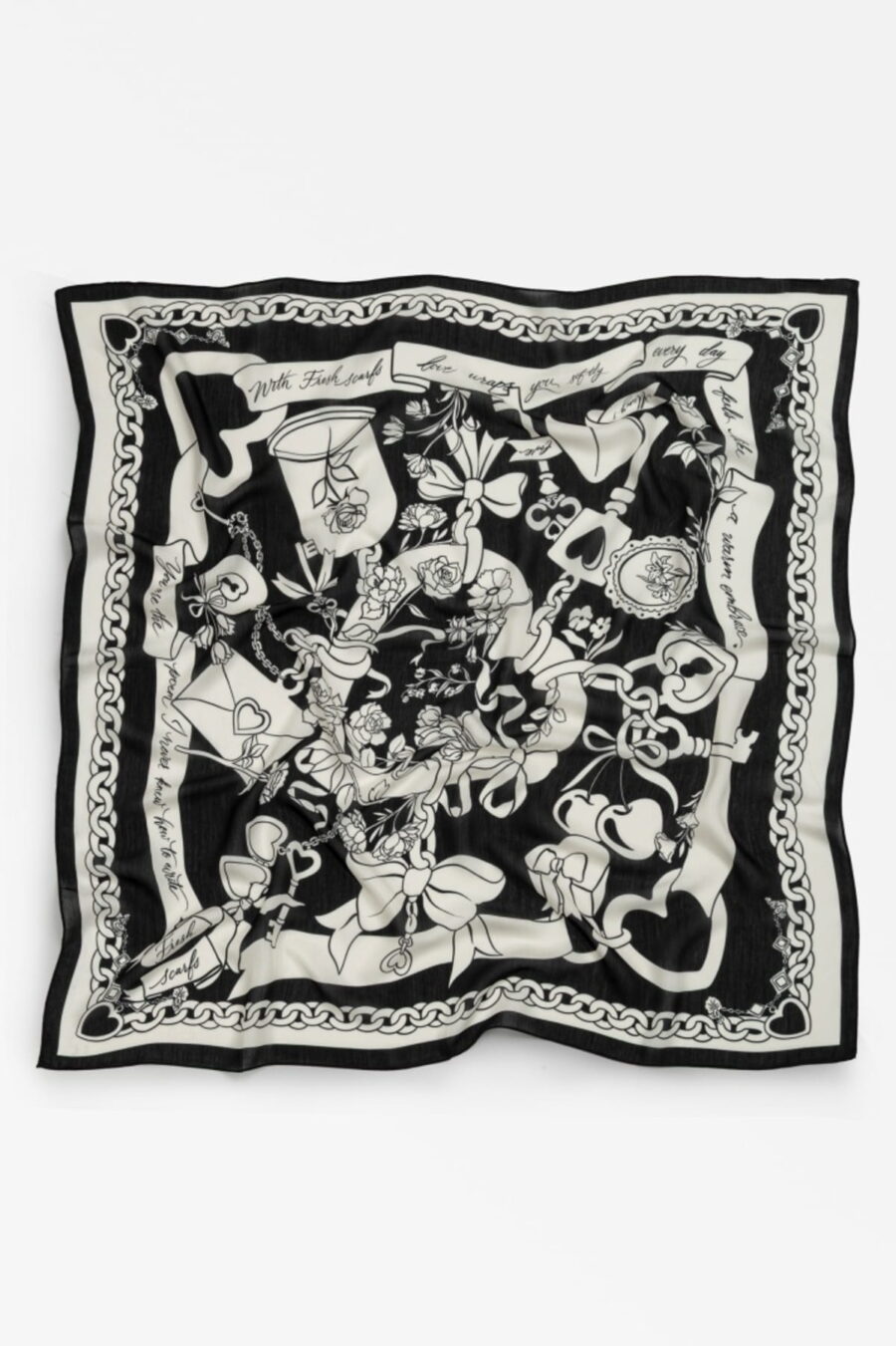 Black eternal love floss viscose scarf