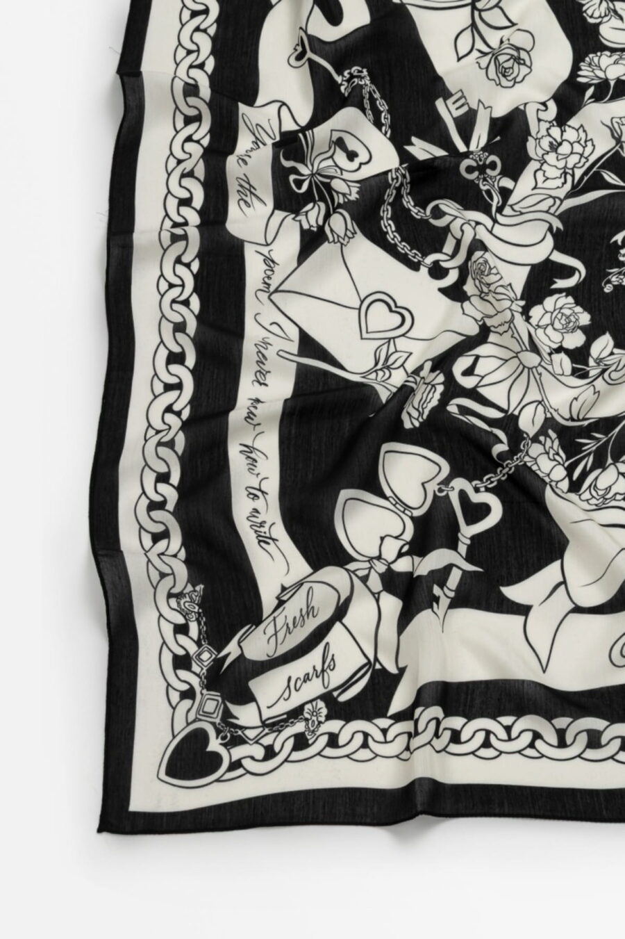 Black eternal love floss viscose scarf