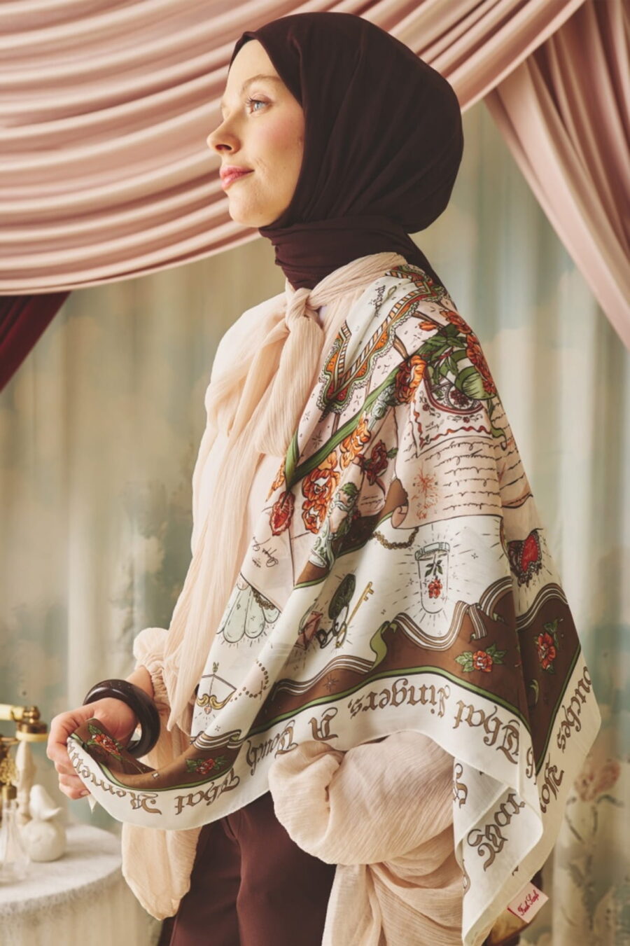 Clay brown beauty and the beast floss viscose scarf