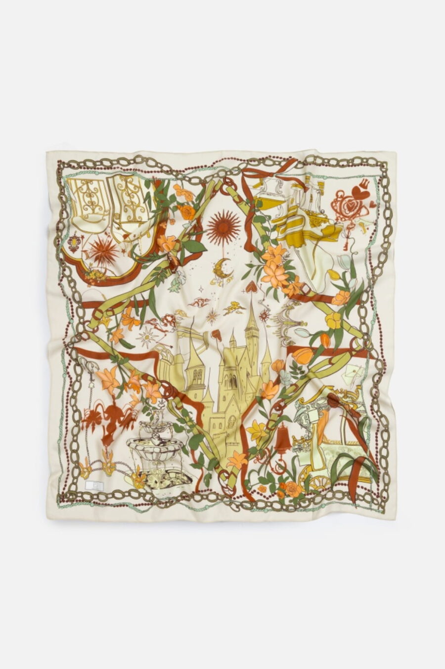 Cream fairytale castle floss viscose scarf