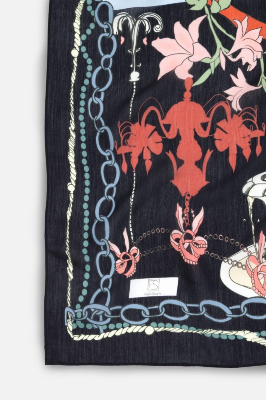 Black fairytale castle floss viscose scarf