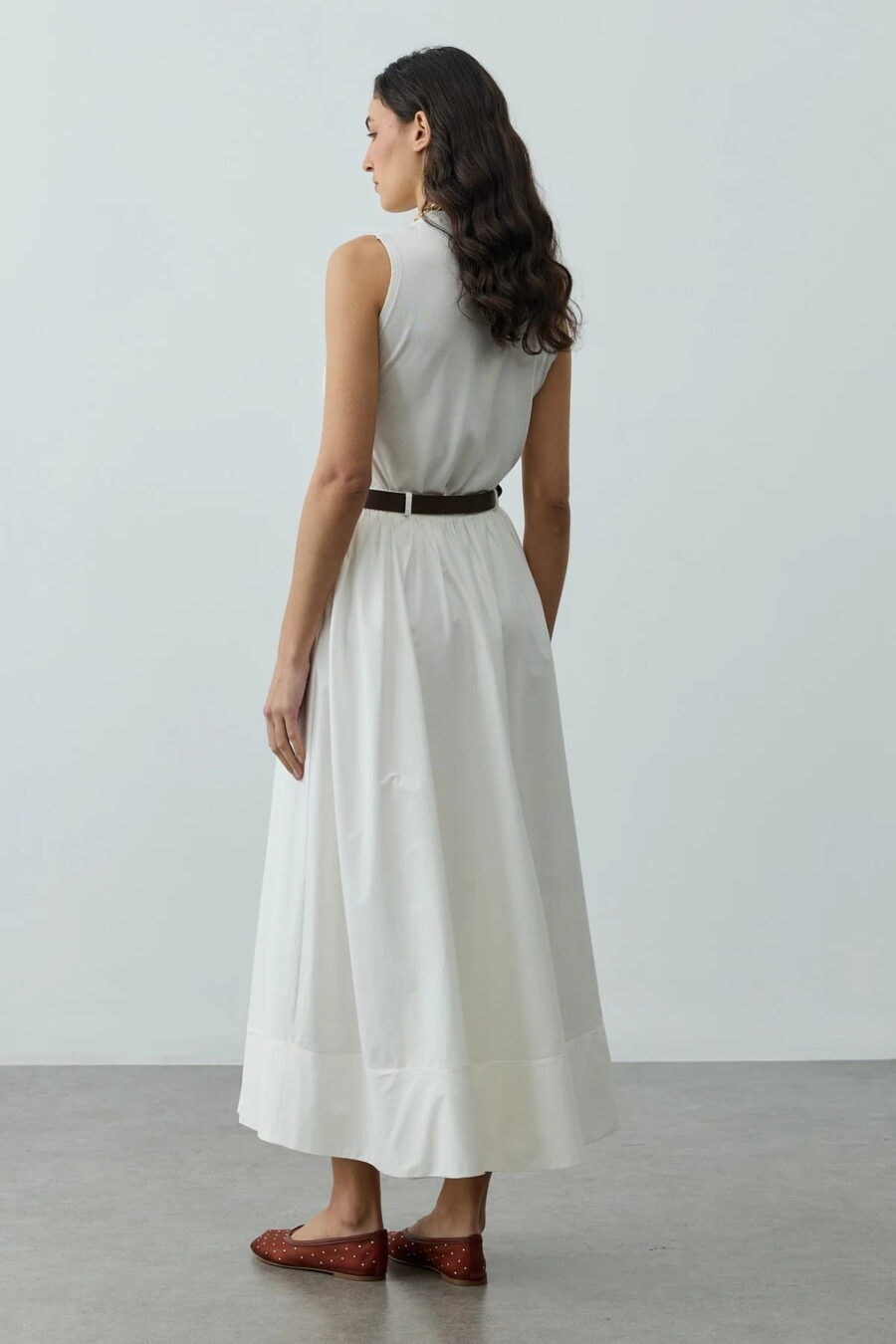 Ecru gathered detail maxi skirt