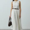 Ecru gathered detail maxi skirt