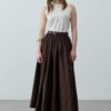Brown gathered detail maxi skirt