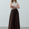 Brown gathered detail maxi skirt