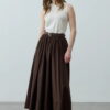 Brown gathered detail maxi skirt