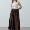 Brown gathered detail maxi skirt