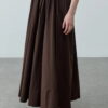 Brown gathered detail maxi skirt
