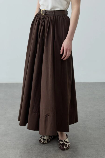 Brown gathered detail maxi skirt