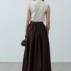 Brown gathered detail maxi skirt