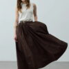 Brown gathered detail maxi skirt