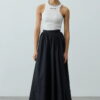 Black gathered detail maxi skirt