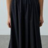 Black gathered detail maxi skirt