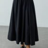 Black gathered detail maxi skirt