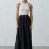 Black gathered detail maxi skirt