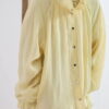 Butter yellow high collar gathered bomber jacket