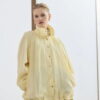 Butter yellow high collar gathered bomber jacket