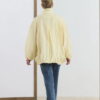 Butter yellow high collar gathered bomber jacket