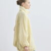 Butter yellow high collar gathered bomber jacket