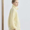 Butter yellow high collar gathered bomber jacket