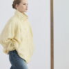 Butter yellow high collar gathered bomber jacket