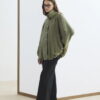 Olive high collar gathered bomber jacket