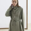 Sage draped collar tencel suit