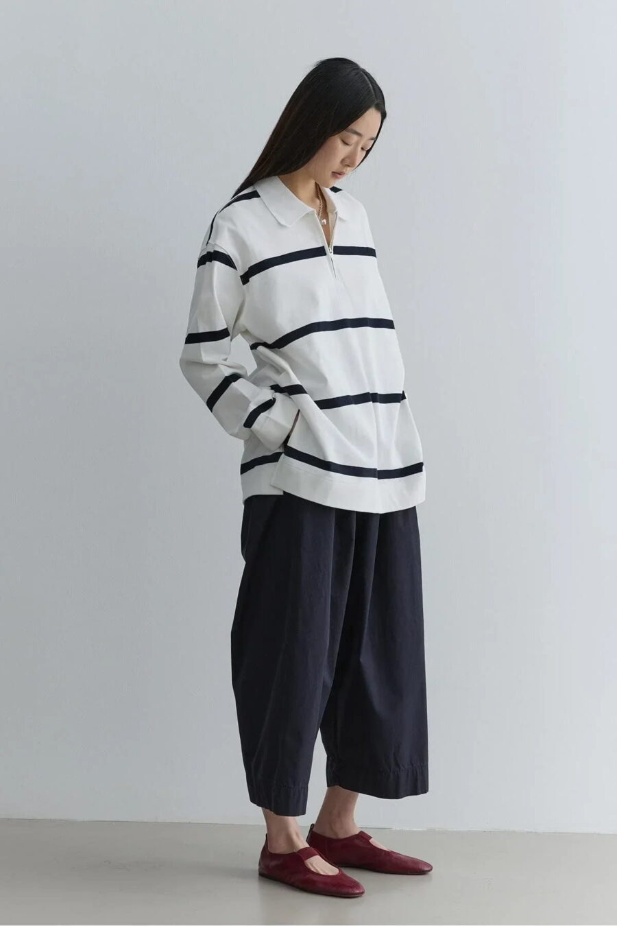 Navy blue premium zip-up sweatshirt