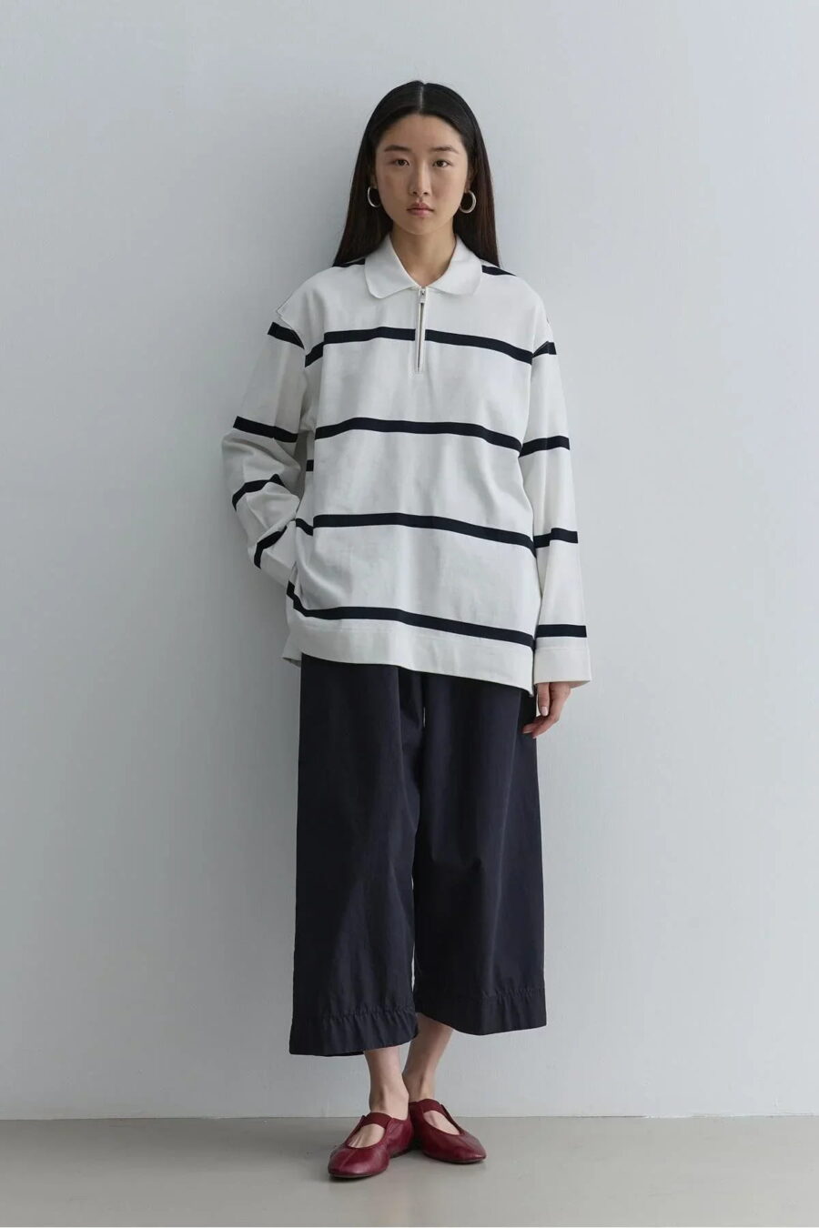 Navy blue premium zip-up sweatshirt