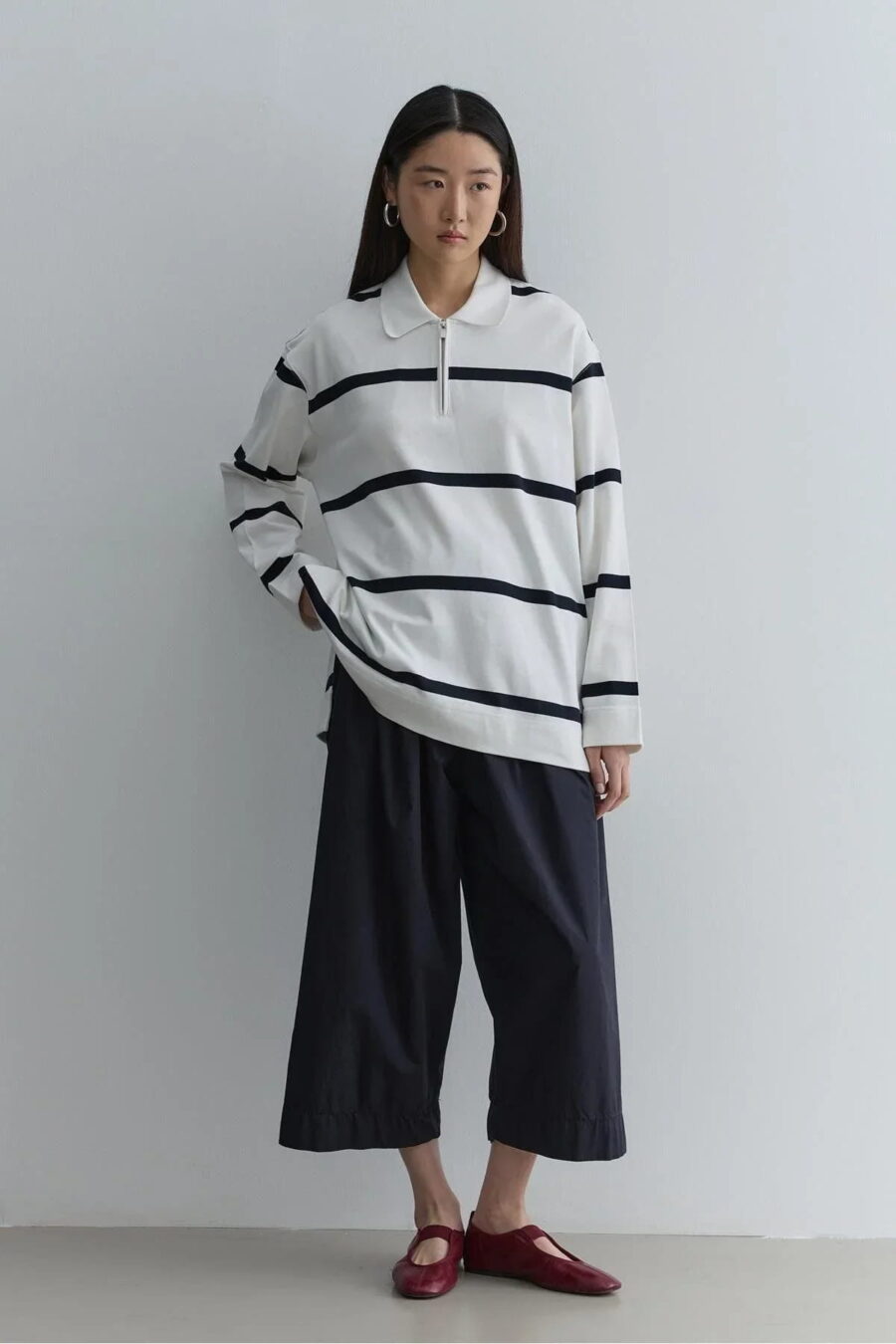 Navy blue premium zip-up sweatshirt